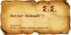 Retter Radomér névjegykártya